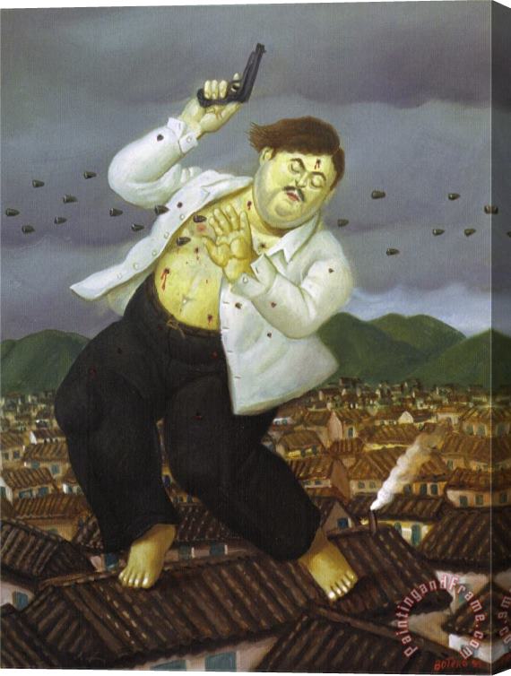 fernando botero Death of Pablo Escobar Stretched Canvas Print / Canvas Art