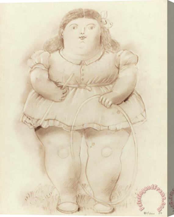 Fernando Botero Girl with Hoop, 1980 Stretched Canvas Print / Canvas Art