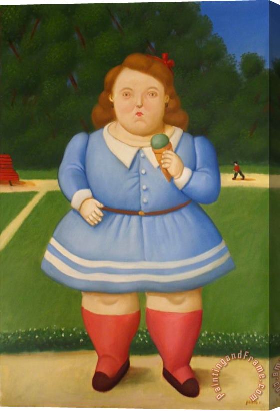 Fernando Botero Girl with Icecream, 2011 Stretched Canvas Painting / Canvas Art