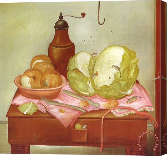 fernando botero Kitchen Table 1 Stretched Canvas Painting / Canvas Art