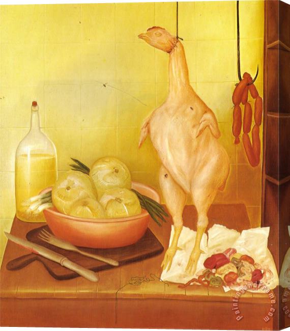 fernando botero Kitchen Table 2 Stretched Canvas Painting / Canvas Art
