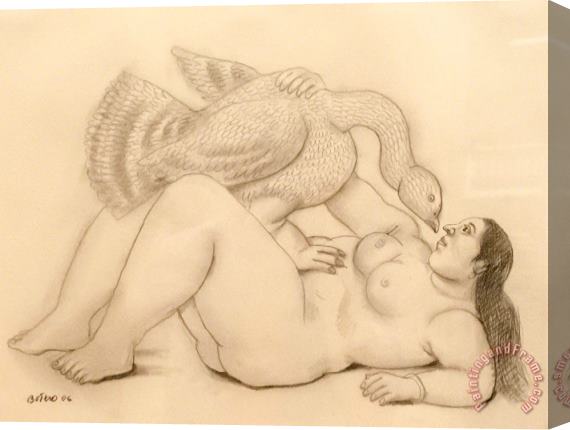 Fernando Botero Leda with The Swan, 2006 Stretched Canvas Painting / Canvas Art
