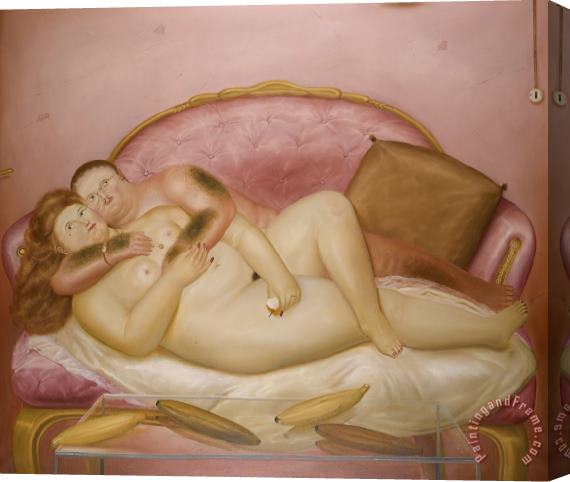 Fernando Botero Lovers on a French Sofa Stretched Canvas Painting / Canvas Art