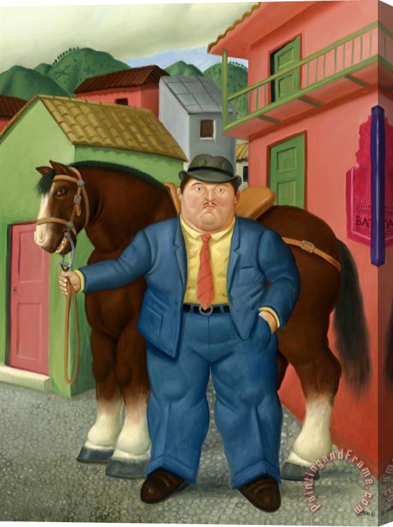 Fernando Botero Man And a Horse, 2003 Stretched Canvas Painting / Canvas Art