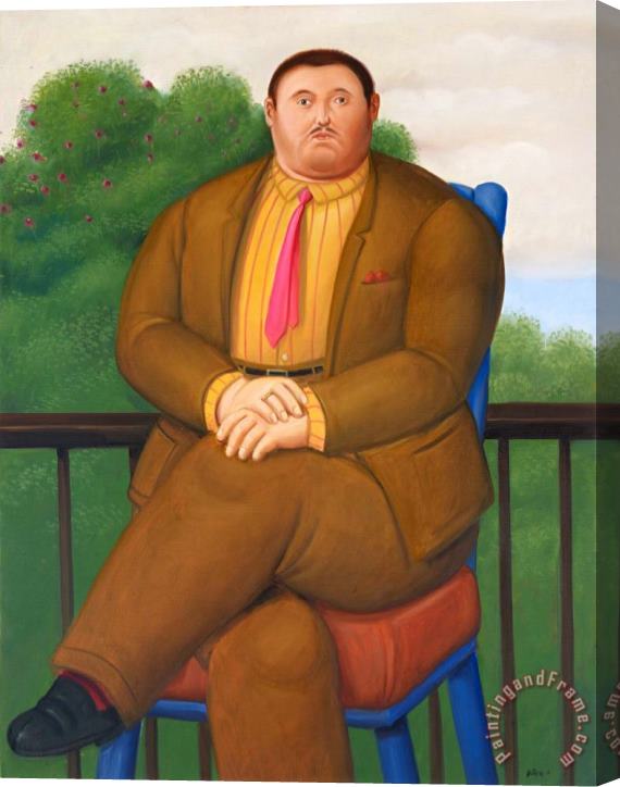 Fernando Botero Man on a Balcony, 2011 Stretched Canvas Painting / Canvas Art