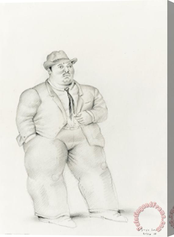 Fernando Botero Man Smoking, 1981 Stretched Canvas Painting / Canvas Art