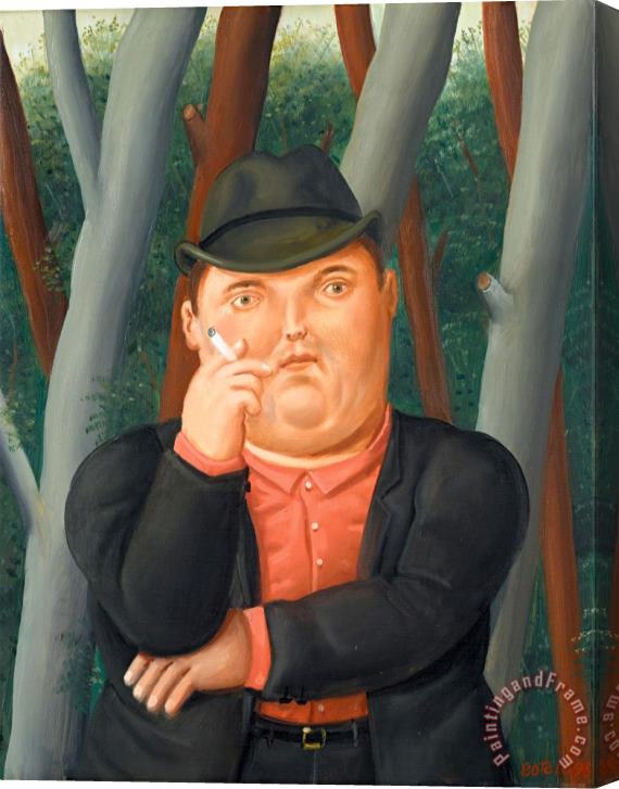 Fernando Botero Man Smoking, 1998 Stretched Canvas Painting / Canvas Art