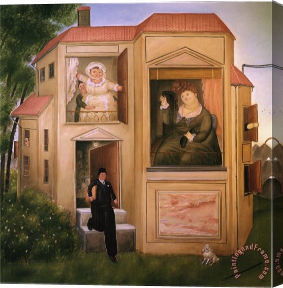 fernando botero Man Who Went to The Office Stretched Canvas Print / Canvas Art