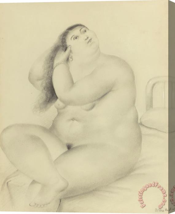 Fernando Botero Mujer Peinandose, 1976 Stretched Canvas Painting / Canvas Art