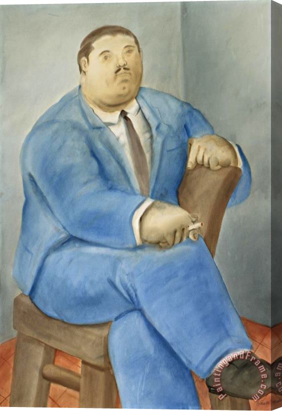 Fernando Botero Seated Man, 1980 Stretched Canvas Painting / Canvas Art