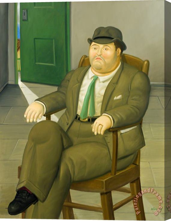 Fernando Botero Seated Man, 2004 Stretched Canvas Painting / Canvas Art