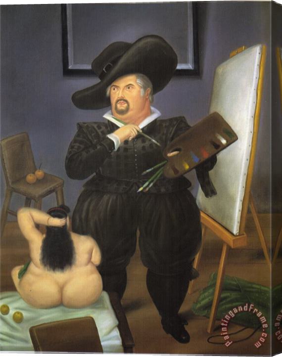 fernando botero Self Portrait As Velasquez Stretched Canvas Painting / Canvas Art