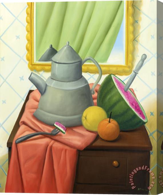 Fernando Botero Still Life with Mirror, 2001 Stretched Canvas Painting / Canvas Art