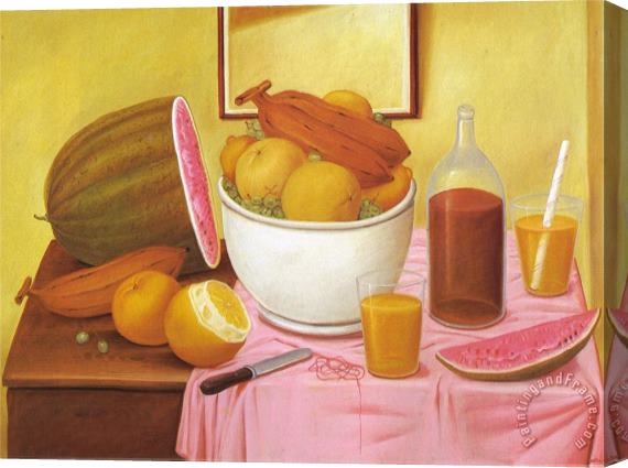 fernando botero Still Life with Orangeade Stretched Canvas Painting / Canvas Art