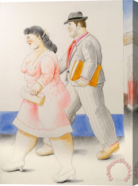 Fernando Botero The Street, 2010 Stretched Canvas Painting / Canvas Art