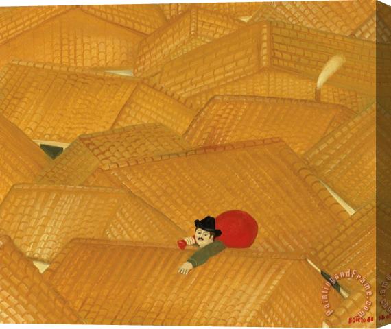 Fernando Botero The Thief on The Roof,1980 Stretched Canvas Painting / Canvas Art