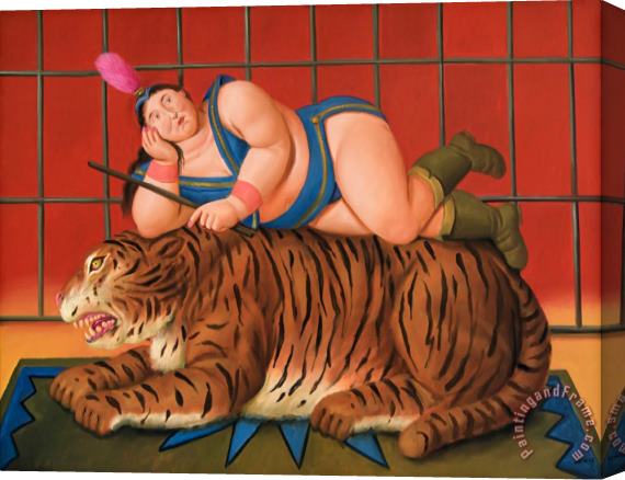 Fernando Botero Trainer with Tiger, 2007 Stretched Canvas Painting / Canvas Art