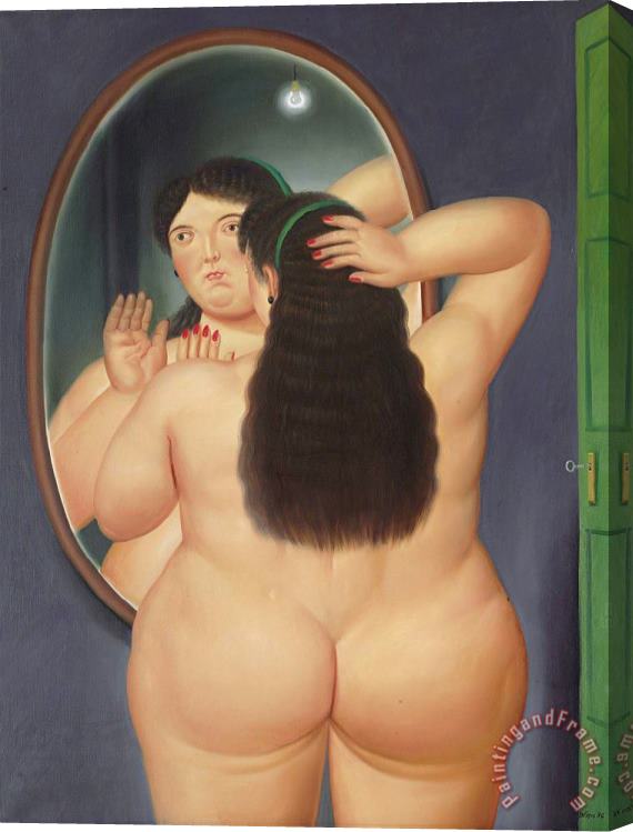 Fernando Botero Woman in Front of a Mirror, 1986 Stretched Canvas Painting / Canvas Art