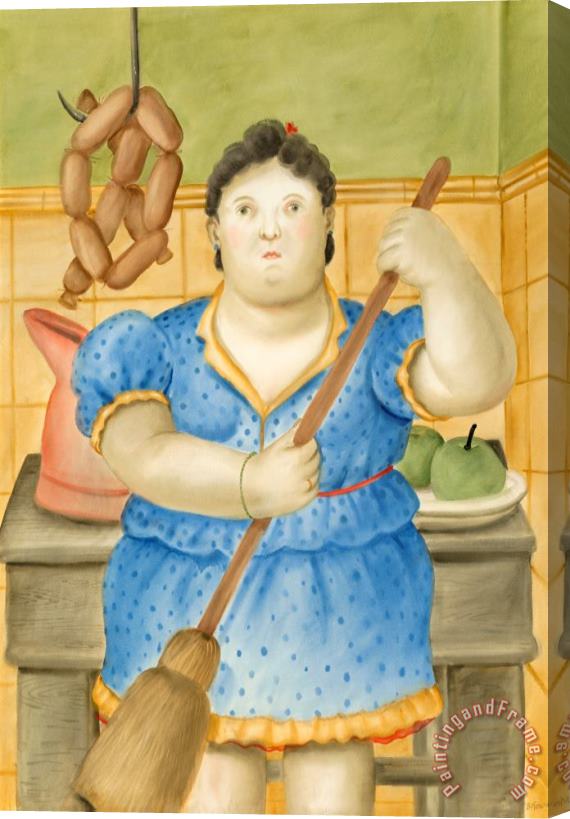 Fernando Botero Woman in The Kitchen, 1981 Stretched Canvas Print / Canvas Art