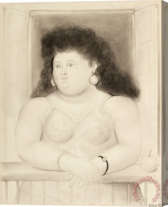 Fernando Botero Woman on a Balcony, 1979 Stretched Canvas Painting / Canvas Art