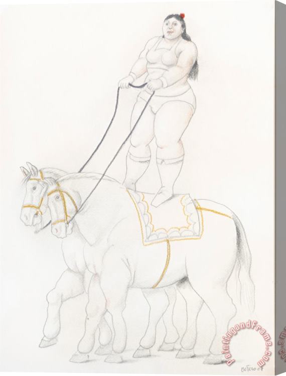 Fernando Botero Woman on Two Horses, 2007 Stretched Canvas Print / Canvas Art