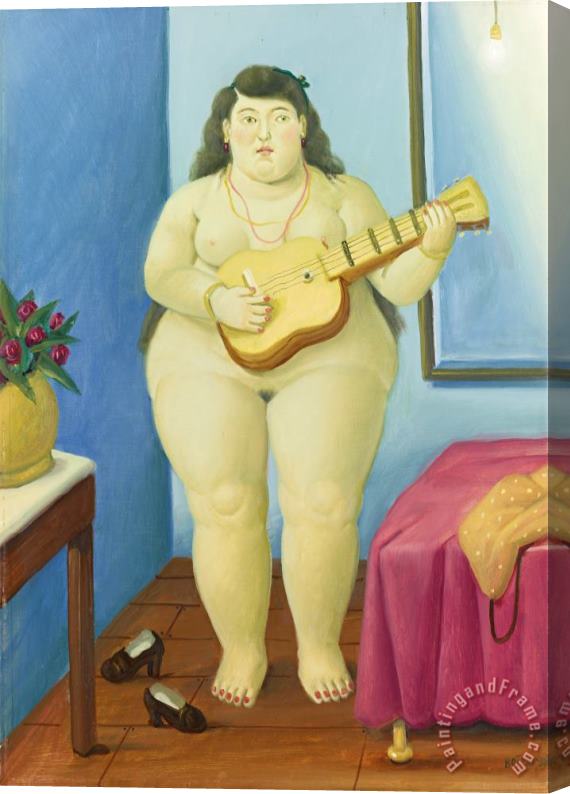 Fernando Botero Woman Playing Guitar, 1998 Stretched Canvas Painting / Canvas Art