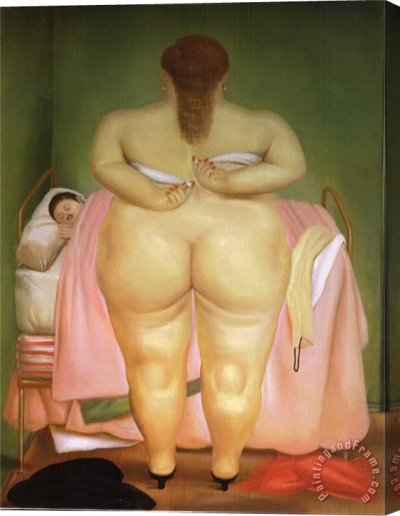 fernando botero Woman Stapling Her Bra Stretched Canvas Print / Canvas Art
