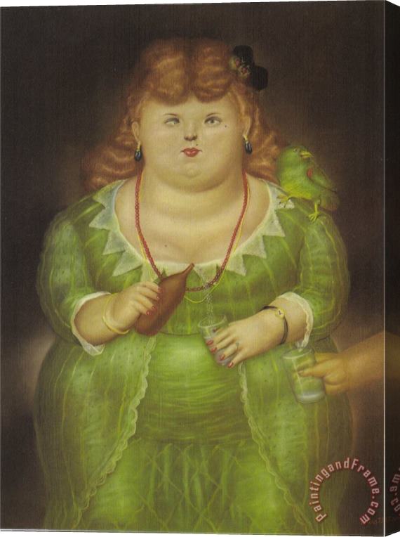 fernando botero Woman with a Parrot Stretched Canvas Painting / Canvas Art