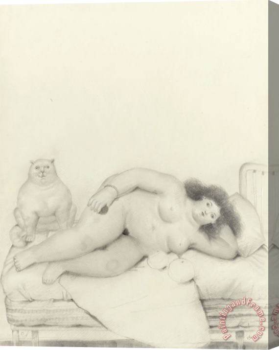 Fernando Botero Woman with Cat, 1980 Stretched Canvas Print / Canvas Art