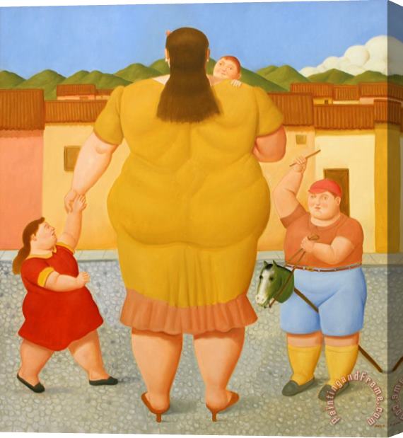Fernando Botero Woman with Children, 2018 Stretched Canvas Print / Canvas Art