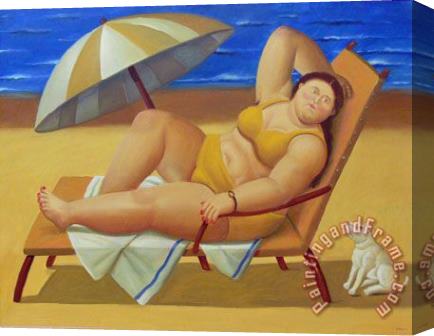 Fernando Botero Woman with Dog Stretched Canvas Painting / Canvas Art