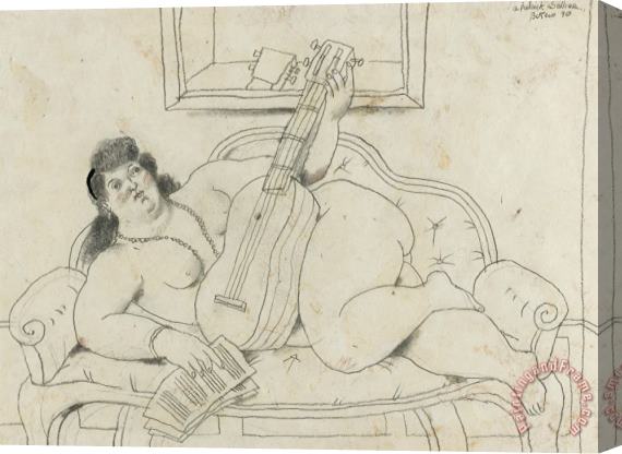 Fernando Botero Woman with Guitar, 1990 Stretched Canvas Painting / Canvas Art