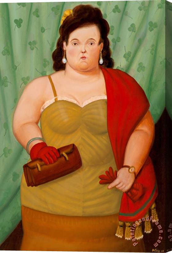 Fernando Botero Woman with Her Purse, 2010 Stretched Canvas Painting / Canvas Art