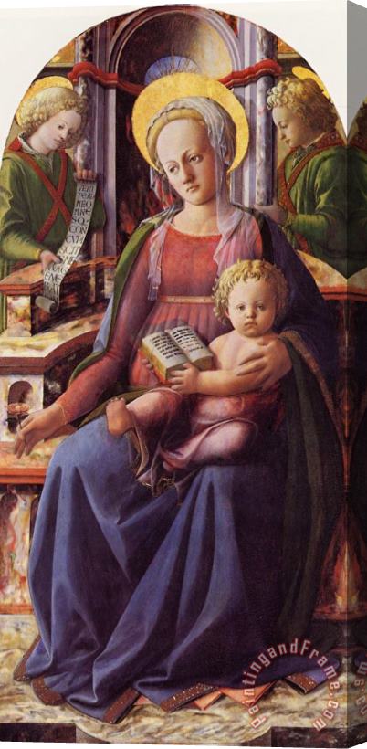 Filippino Lippi Madonna And Child Enthroned with Two Angels Stretched Canvas Painting / Canvas Art