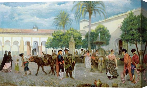 Filippo Baratti Market Day in Spain Stretched Canvas Painting / Canvas Art