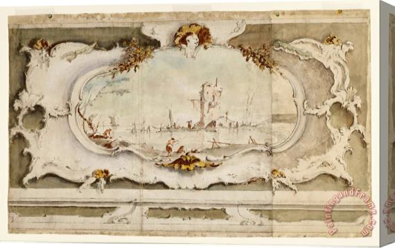 Francesco Guardi Decorative Cartouche with a Landscape Stretched Canvas Print / Canvas Art