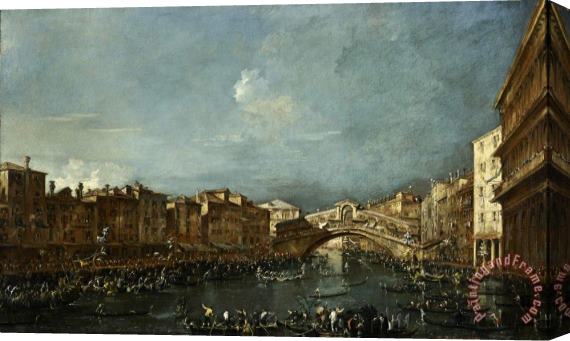 Francesco Guardi Regatta at The Rialto Bridge Stretched Canvas Painting / Canvas Art