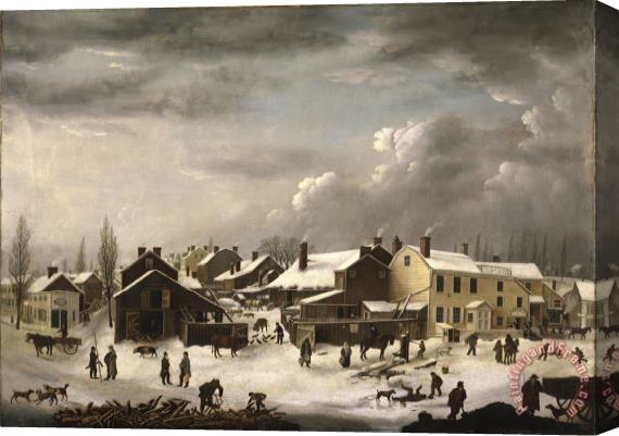 Francis Guy Winter Scene in Brooklyn Stretched Canvas Painting / Canvas Art