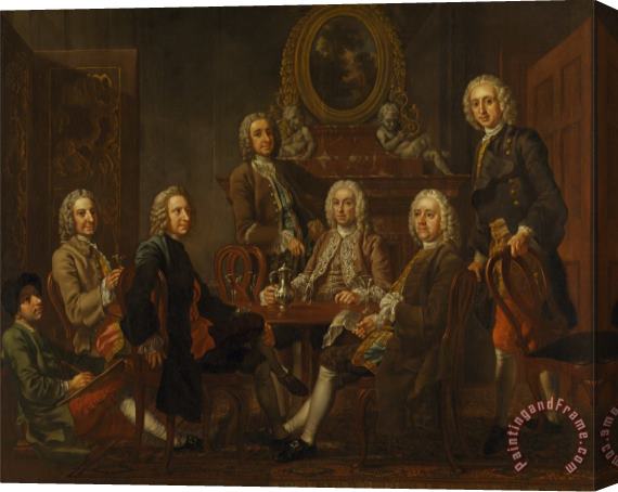 Francis Hayman Portrait of a Group of Gentleman, with The Artist Stretched Canvas Painting / Canvas Art