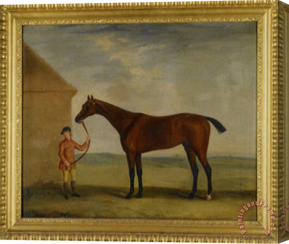 Francis Sartorius Portrait of Henry Comptons Race Horse Highflyer Held by a Groom Stretched Canvas Print / Canvas Art