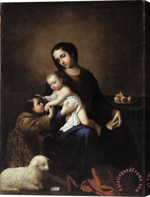 Francisco de Zurbaran The Virgin And Child with The Infant St John The Baptist Stretched Canvas Painting / Canvas Art
