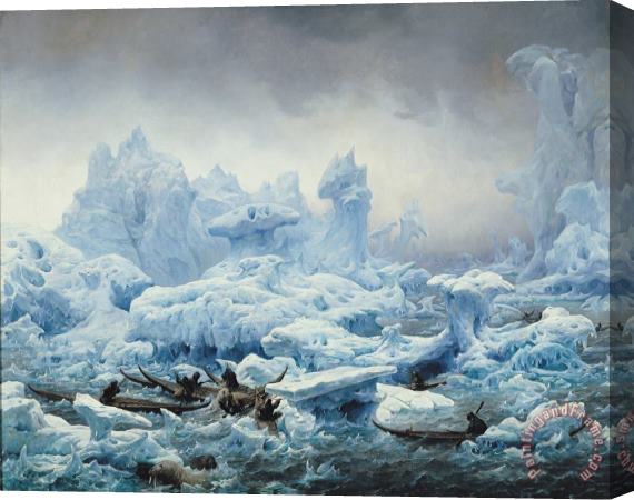 Francois Auguste Biard Fishing for Walrus in the Arctic Ocean Stretched Canvas Painting / Canvas Art