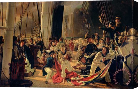 Francois Auguste Biard On the deck during a sea battle Stretched Canvas Painting / Canvas Art