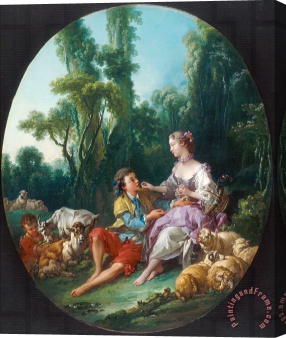 Francois Boucher Are They Thinking About The Grape (pensent Ils Au Raisin ) Stretched Canvas Painting / Canvas Art