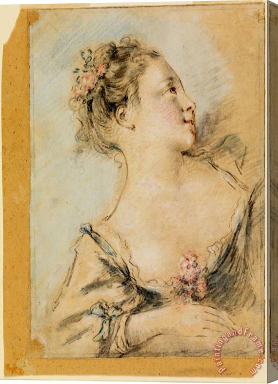 Francois Boucher Bust of a Young Girl Stretched Canvas Painting / Canvas Art
