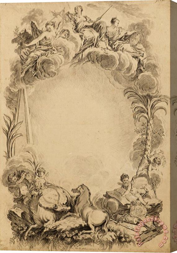 Francois Boucher Design for an Escutcheon in Honor of William Earl Cowper (ca. 1665 1723) Stretched Canvas Print / Canvas Art