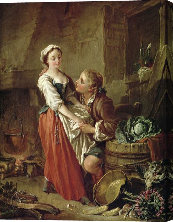 Francois Boucher The Beautiful Kitchen Maid Stretched Canvas Print / Canvas Art