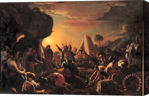 Francois Perrier Moses Draws Water From The Rock Stretched Canvas Painting / Canvas Art