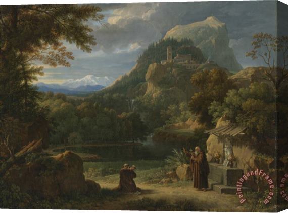 Francois Xavier Fabre Saint Anthony of Padua Introducing Two Novices to Friars in a Mountainous Landscape Stretched Canvas Print / Canvas Art