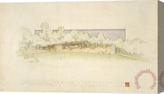 Frank Lloyd Wright John E. Christian House, West Lafayette, Indiana. Stretched Canvas Painting / Canvas Art